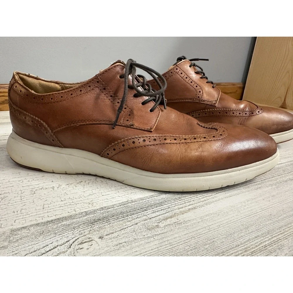 Florsheim Mens Leather Sneakers Size 10W Comfortech Oxford Lace Up WingTip Shoes